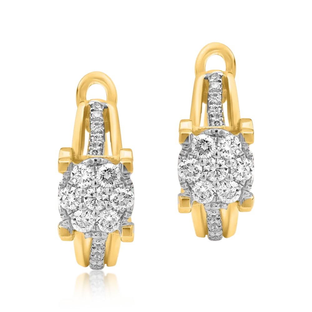 Cercei din aur galben cu diamante de 0.35ct - imagine 2