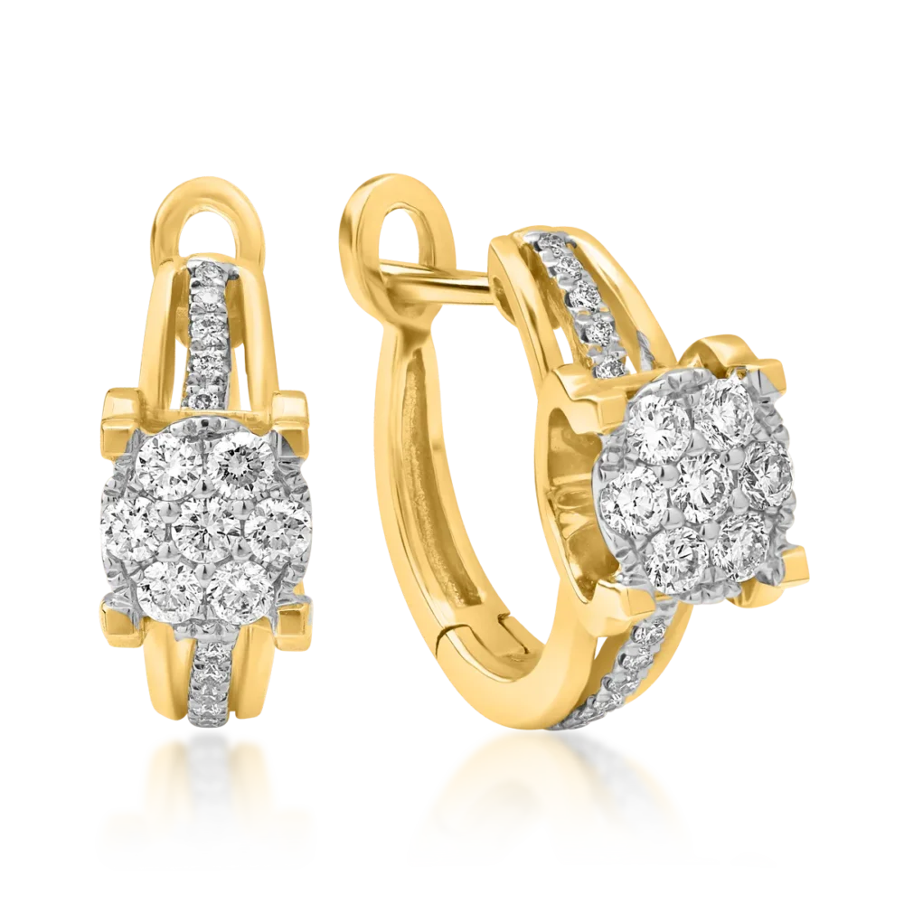 Cercei din aur galben cu diamante de 0.35ct