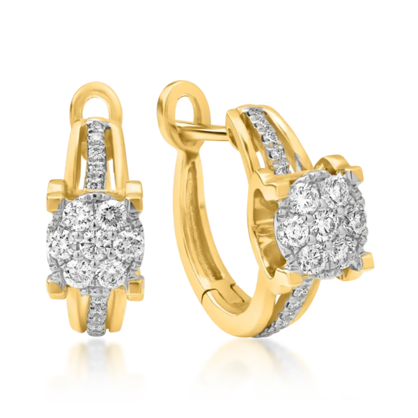 Cercei din aur galben cu diamante de 0.35ct