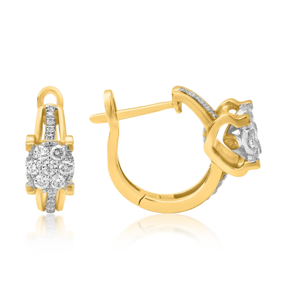 Cercei din aur galben cu diamante de 0.35ct - imagine 3