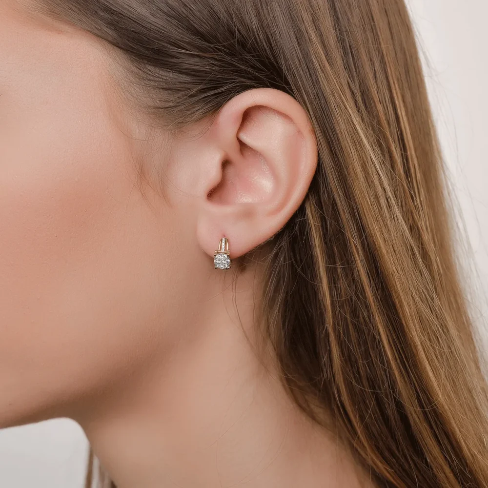 Cercei din aur galben cu diamante de 0.35ct - imagine 4