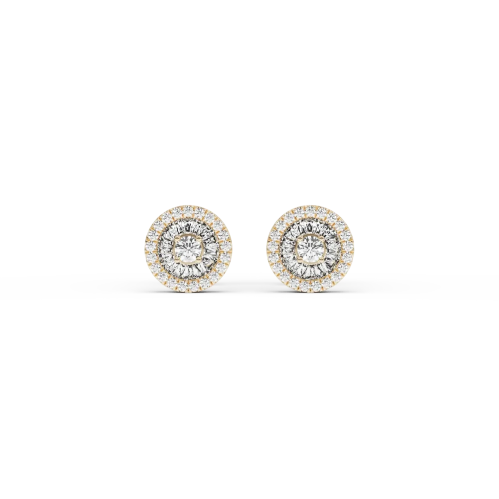 Cercei din aur galben cu diamante baguette si rotunde de 0.36ct - imagine 2