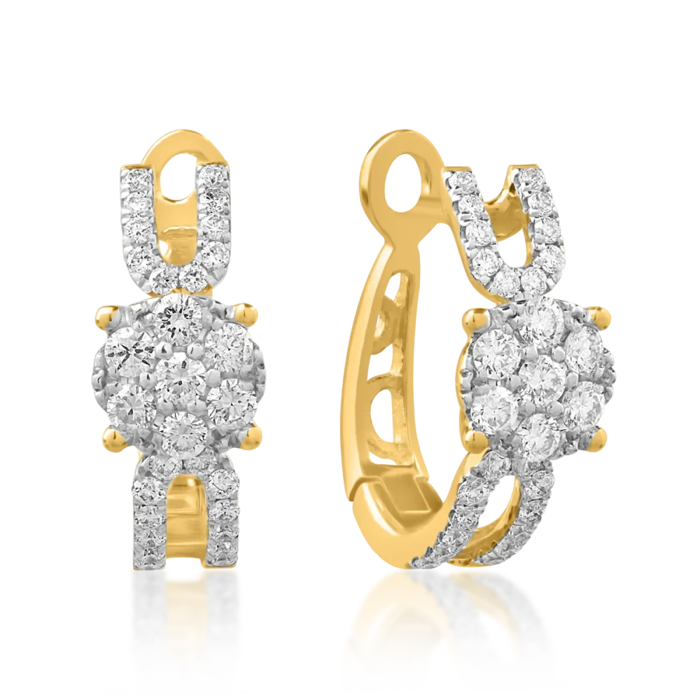 Cercei din aur galben cu diamante de 0.41ct