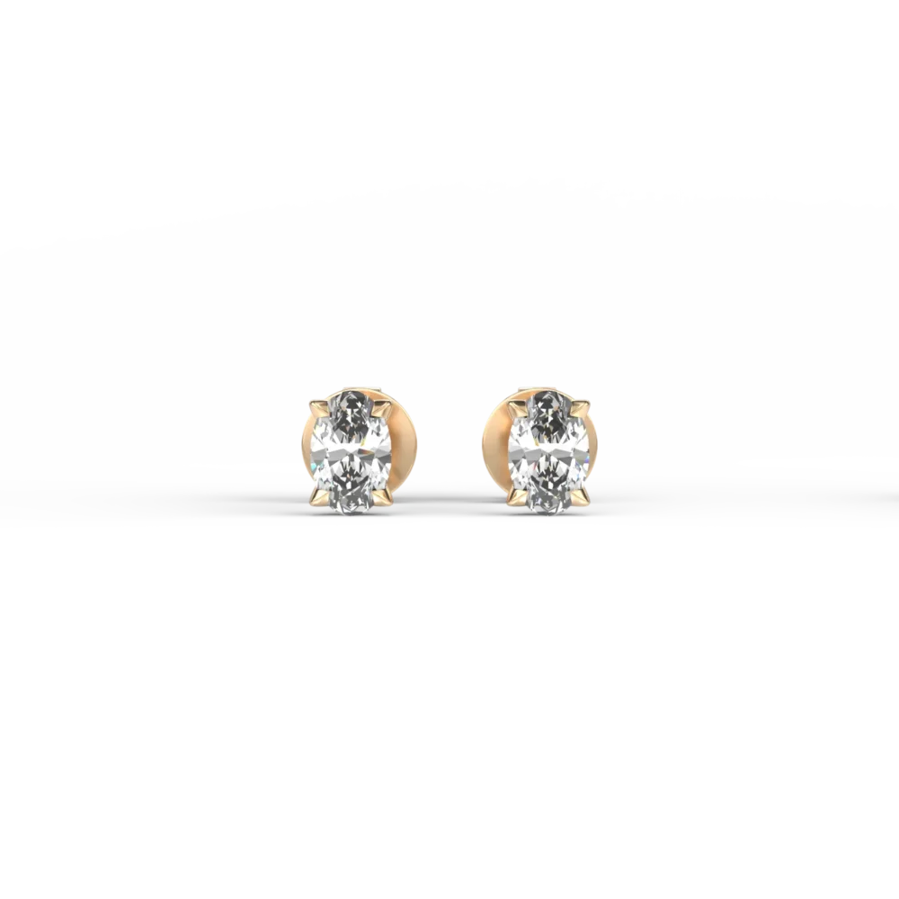 Cercei din aur galben cu diamante ovale de 0.8ct - imagine 2