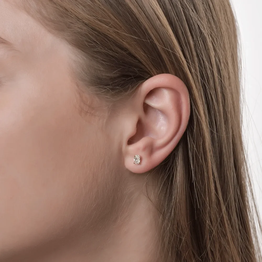 Cercei din aur galben cu diamante ovale de 0.8ct - imagine 4