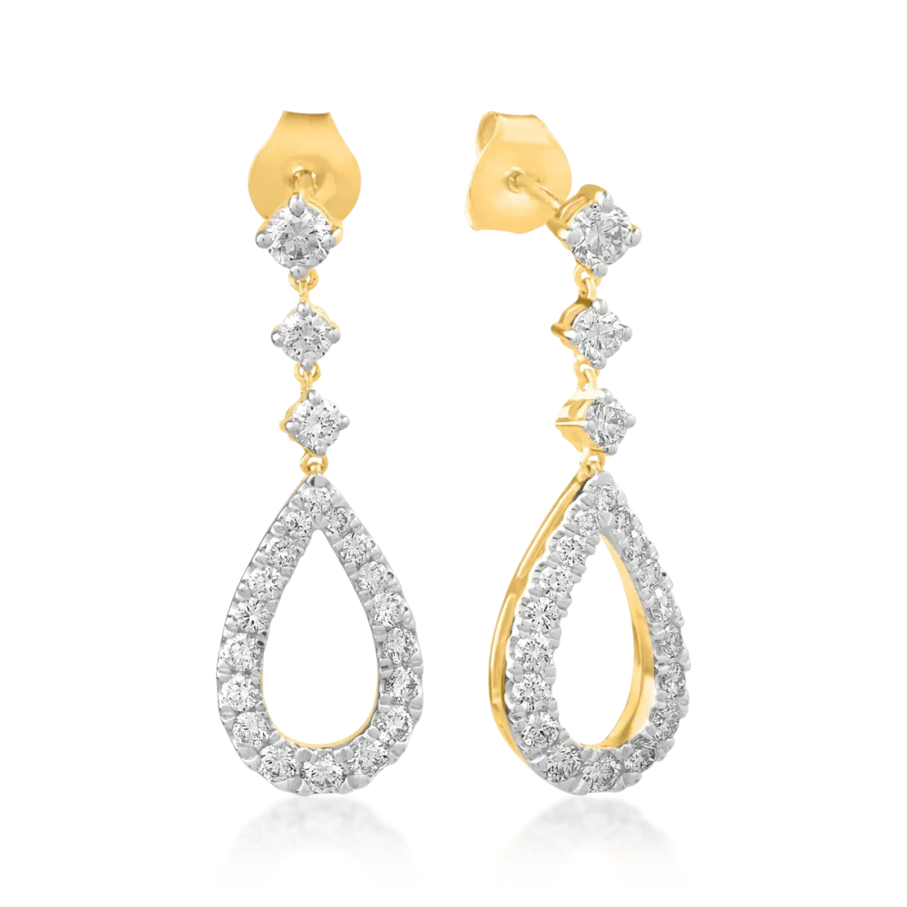 Cercei din aur galben cu diamante de 0.925ct