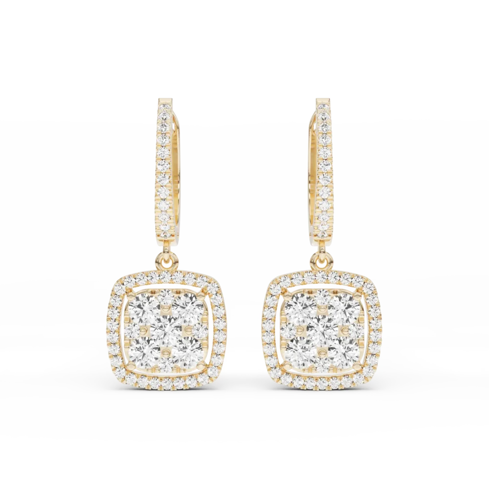 Cercei din aur galben cu diamante de 1.12ct - imagine 2