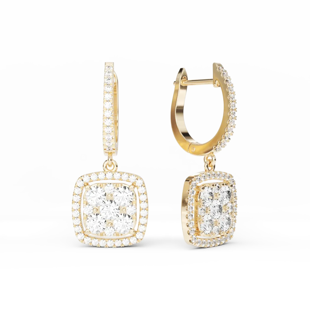 Cercei din aur galben cu diamante de 1.12ct