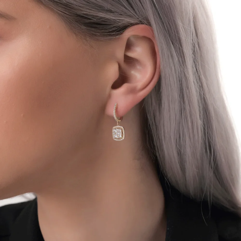 Cercei din aur galben cu diamante de 1.12ct - imagine 4