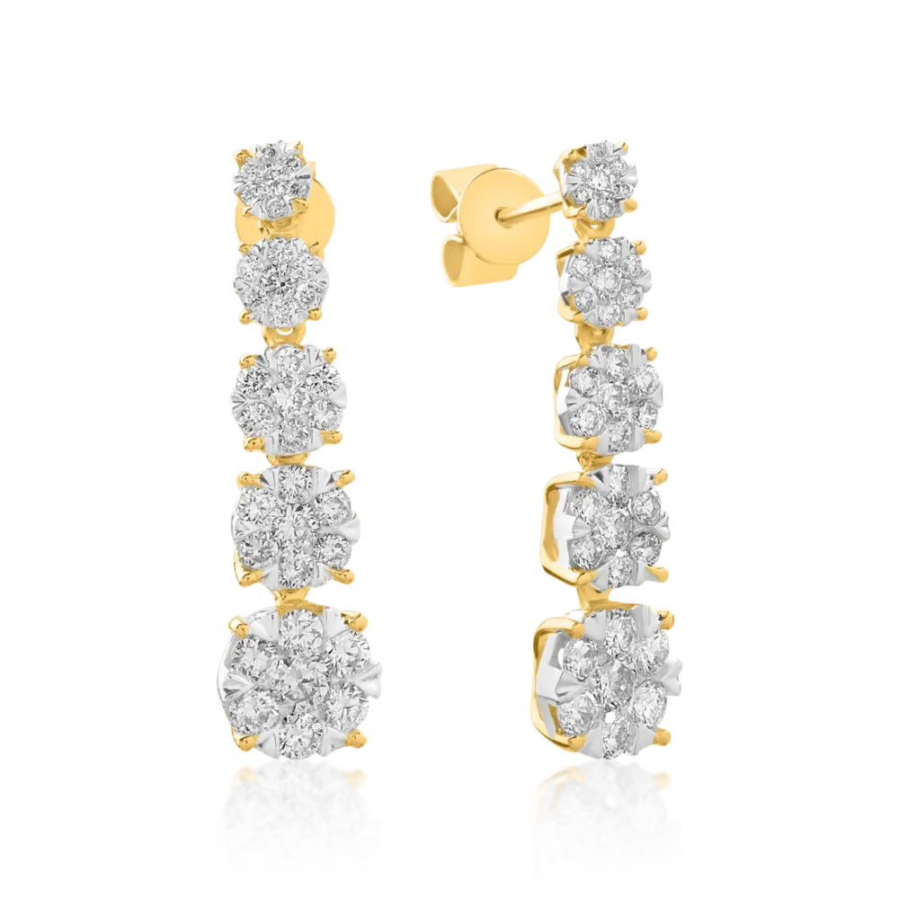 Cercei din aur galben cu diamante de 1ct