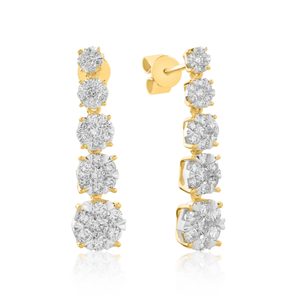 Cercei din aur galben cu diamante de 1ct