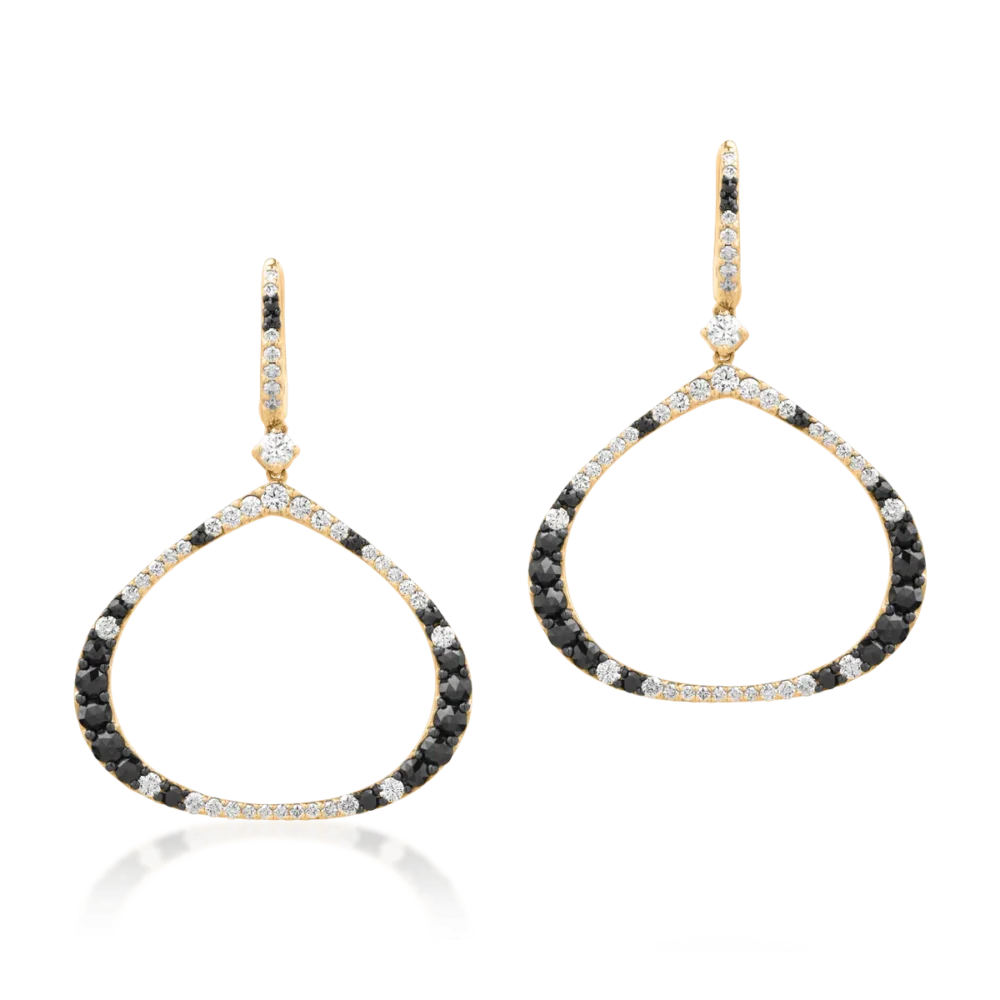 Cercei din aur galben cu diamante maro de 1.13ct si diamante transparente de 1.42ct - imagine 2