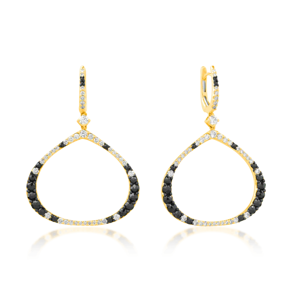 Cercei din aur galben cu diamante maro de 1.13ct si diamante transparente de 1.42ct