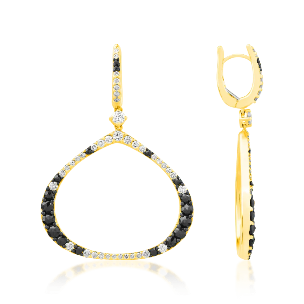 Cercei din aur galben cu diamante maro de 1.13ct si diamante transparente de 1.42ct - imagine 3