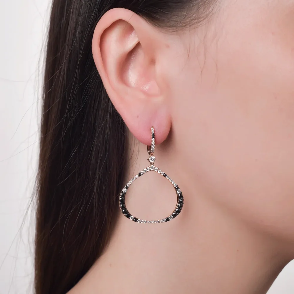 Cercei din aur galben cu diamante maro de 1.13ct si diamante transparente de 1.42ct - imagine 4