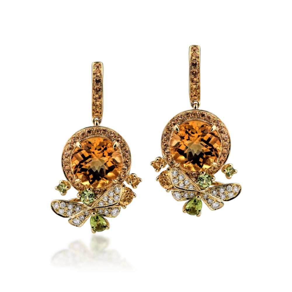 Cercei din aur galben cu pietre pretioase si semipretioase de 10.39ct - imagine 2