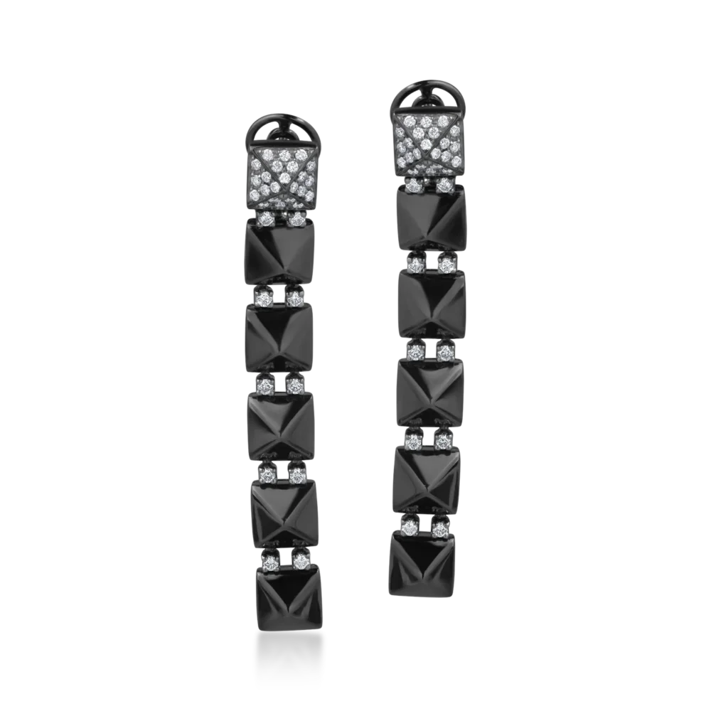 Cercei din aur negru cu diamante de 0.85ct - imagine 2