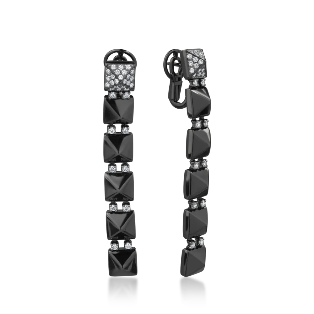 Cercei din aur negru cu diamante de 0.85ct