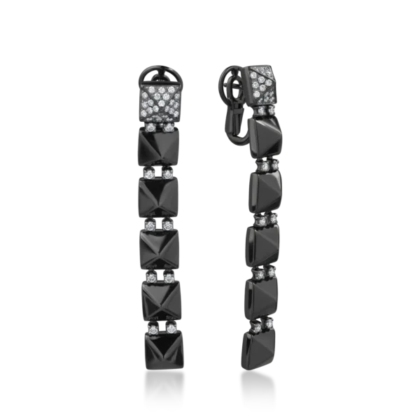 Cercei din aur negru cu diamante de 0.85ct