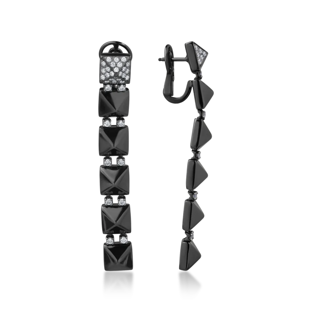 Cercei din aur negru cu diamante de 0.85ct - imagine 3