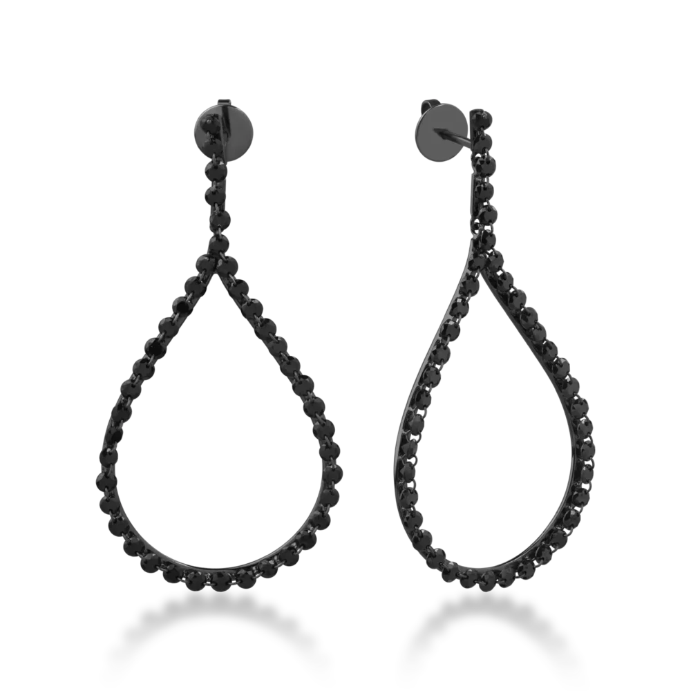 Cercei din aur negru cu diamante negre de 4.6ct