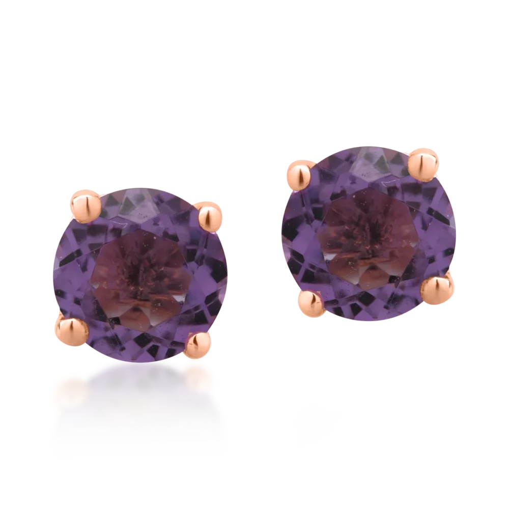 Cercei din aur roz cu ametiste de 0.8ct - imagine 2