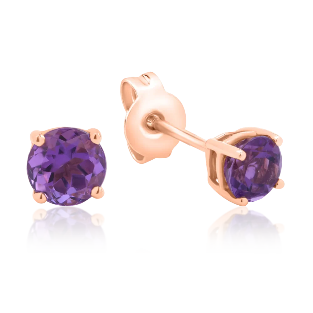 Cercei din aur roz cu ametiste de 0.8ct