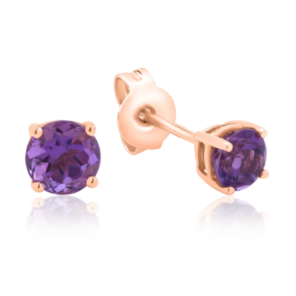 Cercei din aur roz cu ametiste de 0.8ct