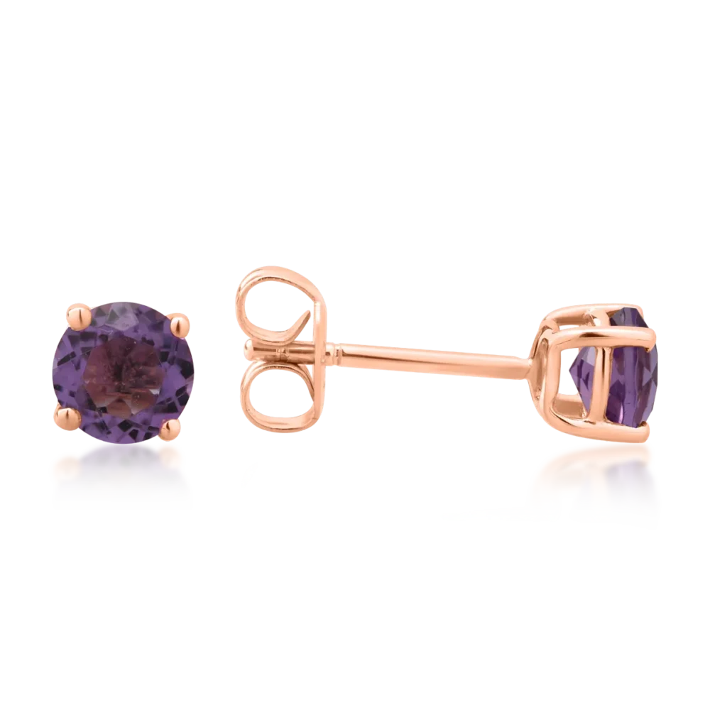 Cercei din aur roz cu ametiste de 0.8ct - imagine 3