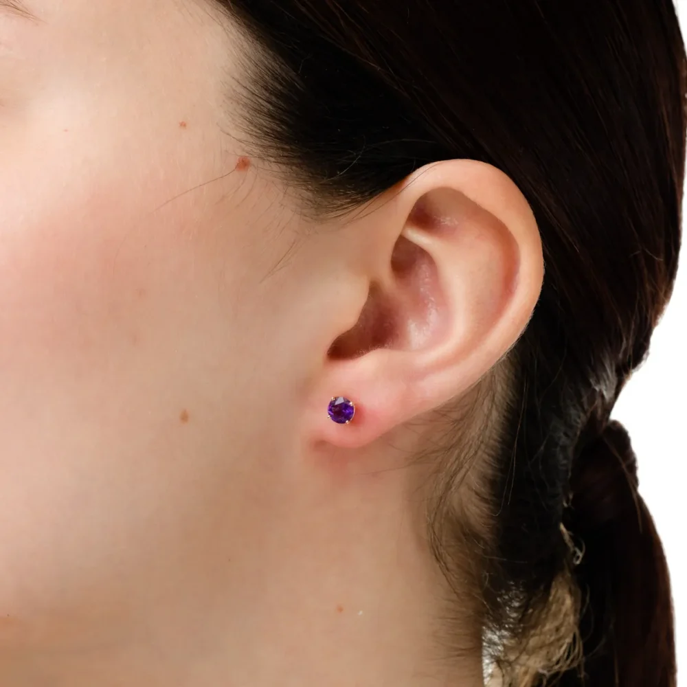 Cercei din aur roz cu ametiste de 0.8ct - imagine 4