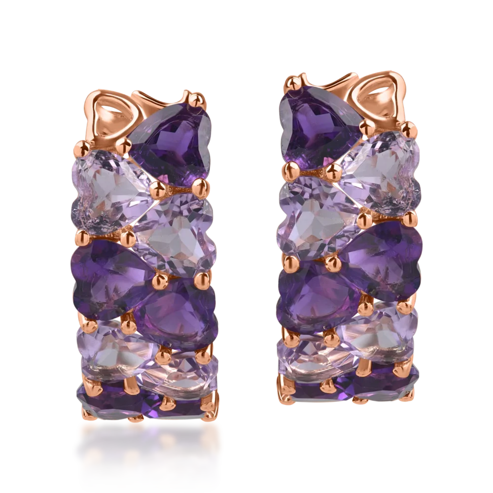Cercei din aur roz cu ametiste heart de 4.06ct - imagine 2