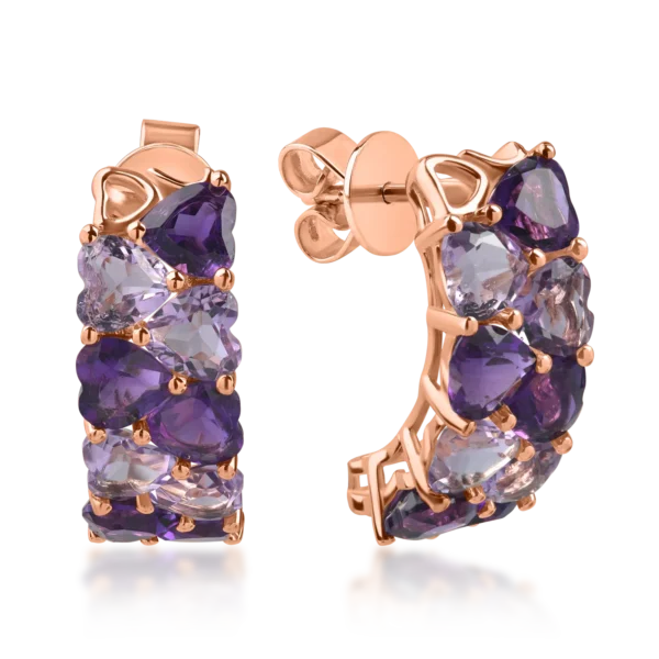 Cercei din aur roz cu ametiste heart de 4.06ct