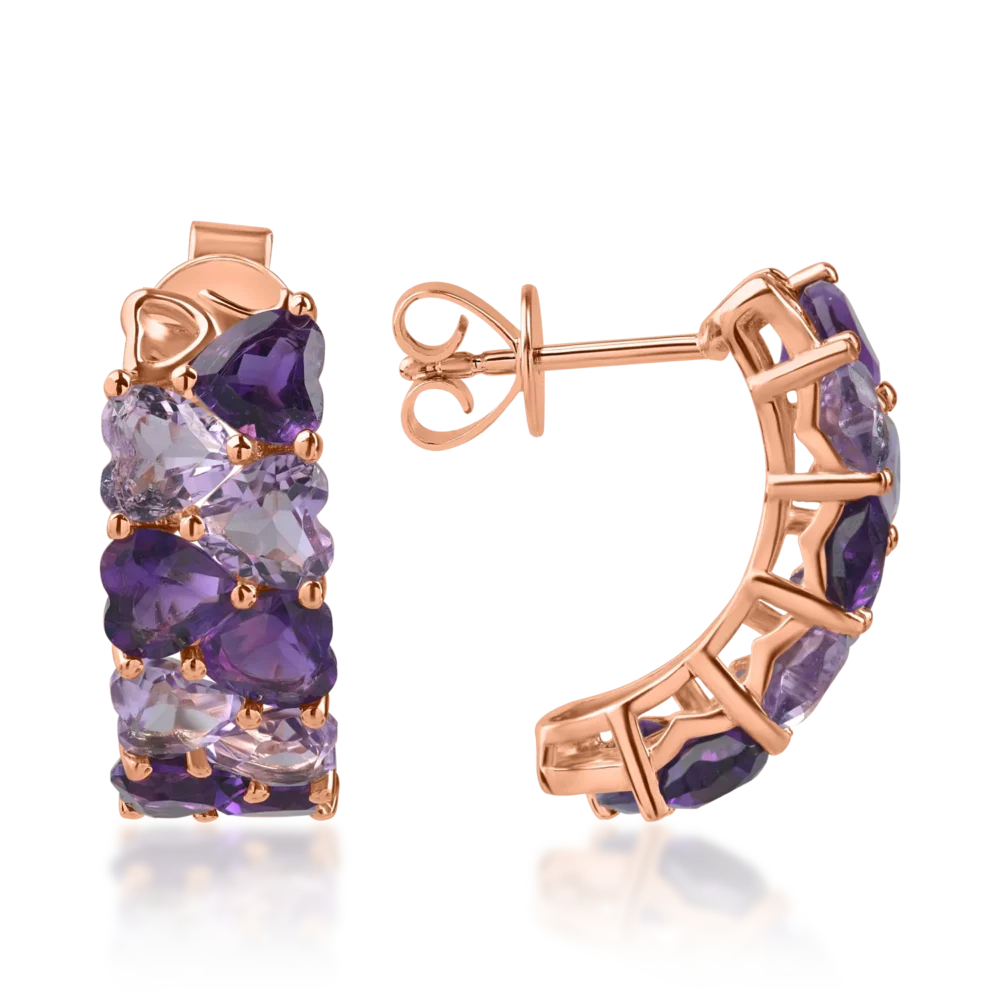 Cercei din aur roz cu ametiste heart de 4.06ct - imagine 3