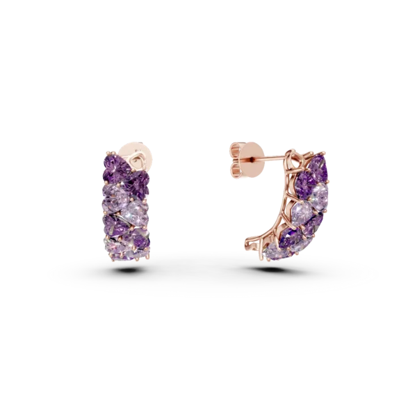 Cercei din aur roz cu ametiste heart de 4.3ct