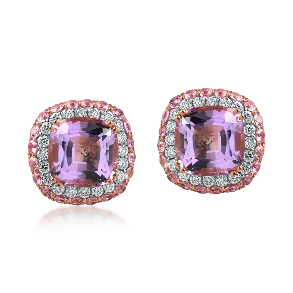 Cercei din aur roz cu pietre pretioase si semipretioase de 6.2ct - imagine 2