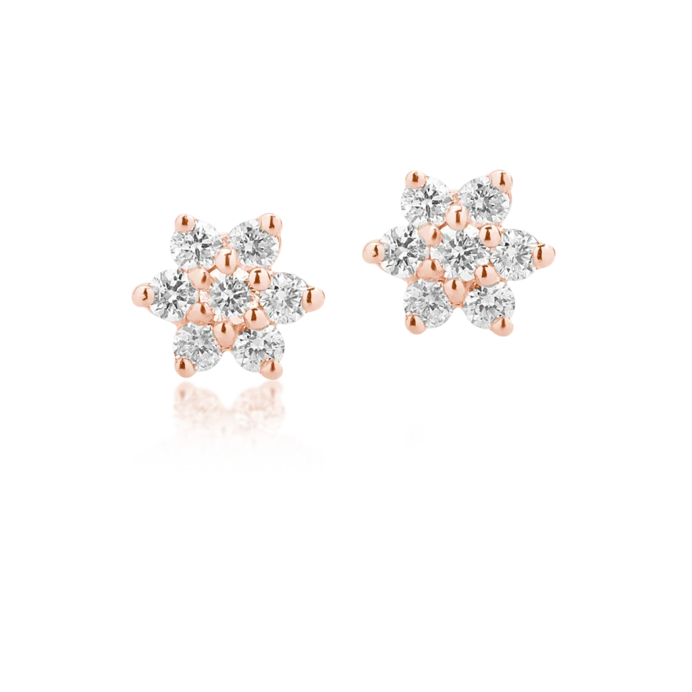 Cercei din aur roz cu diamante de 0.022ct - imagine 2