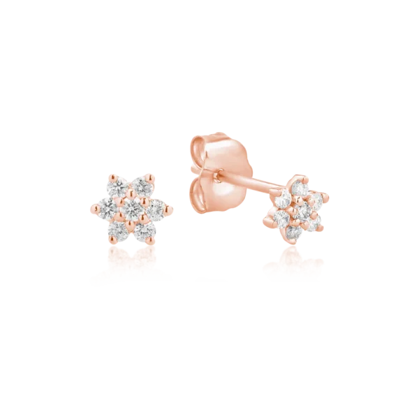 Cercei din aur roz cu diamante de 0.022ct