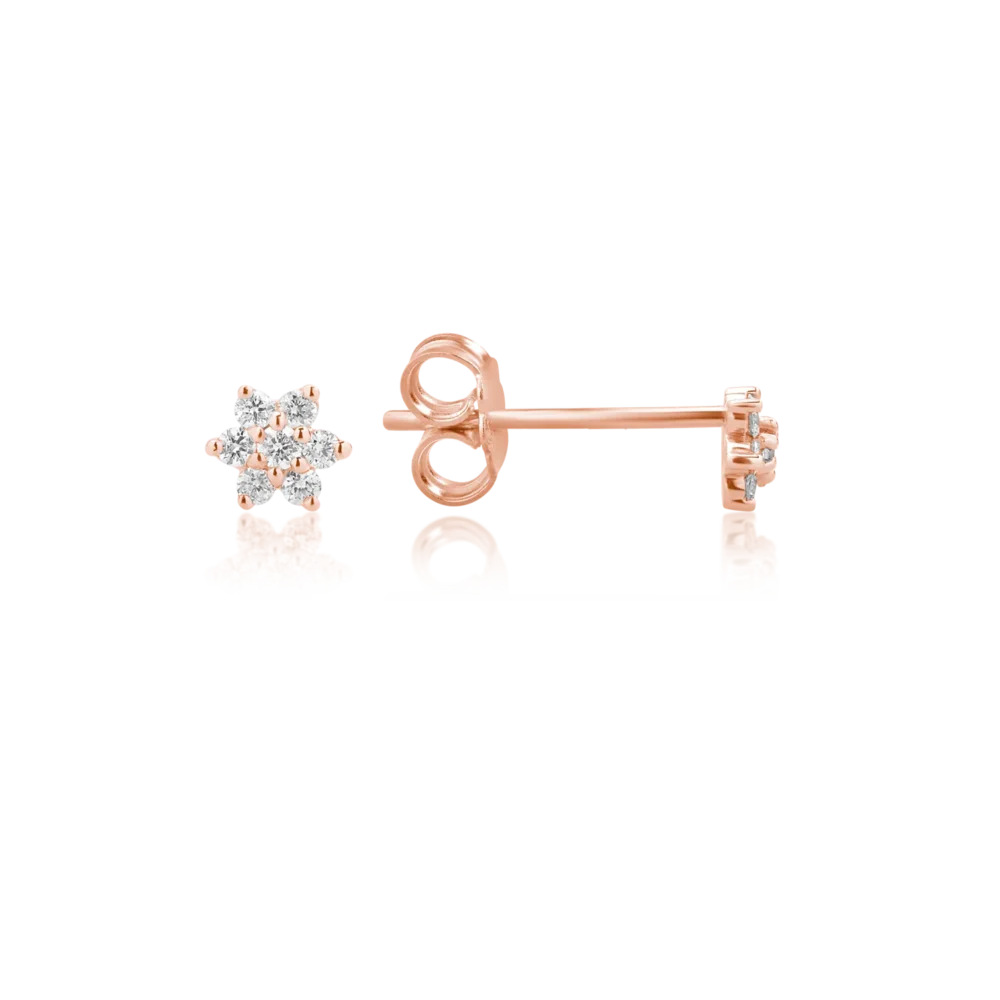 Cercei din aur roz cu diamante de 0.022ct - imagine 3