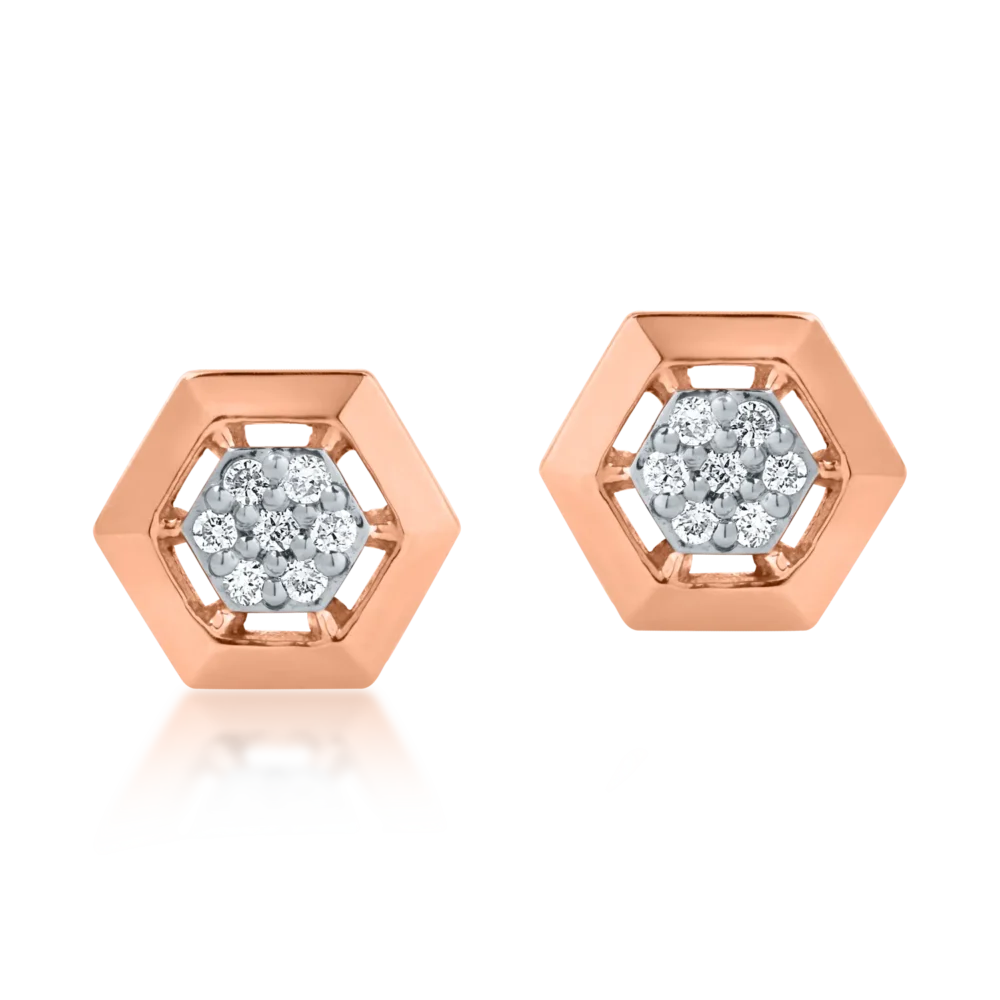 Cercei din aur roz cu diamante de 0.04ct - imagine 2
