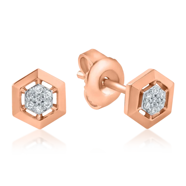 Cercei din aur roz cu diamante de 0.04ct