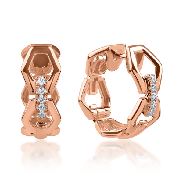 Cercei din aur roz cu diamante de 0.066ct