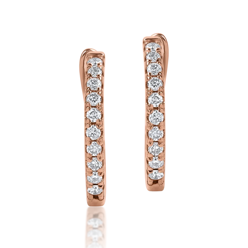 Cercei din aur roz cu diamante de 0.2ct - imagine 2