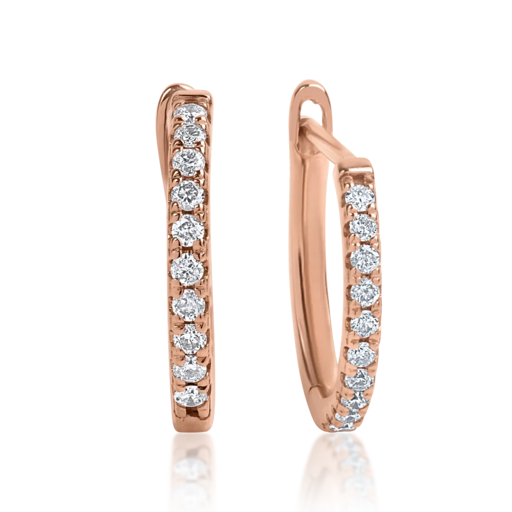 Cercei din aur roz cu diamante de 0.2ct