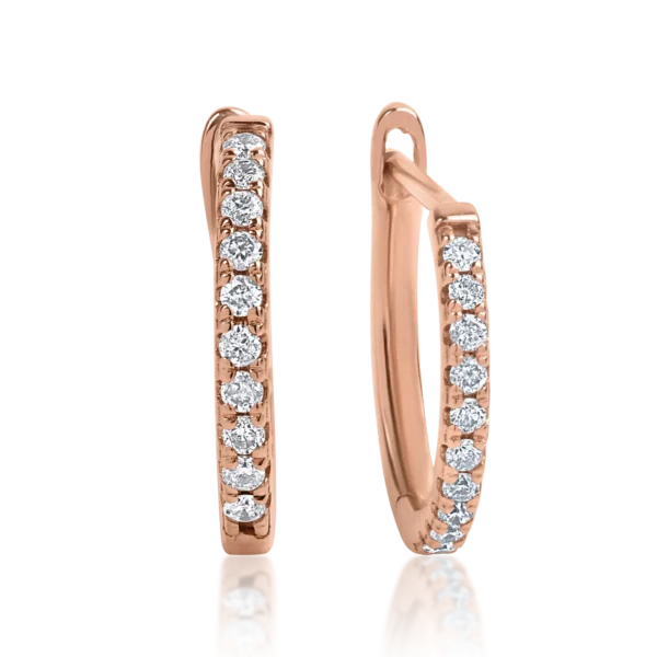 Cercei din aur roz cu diamante de 0.2ct