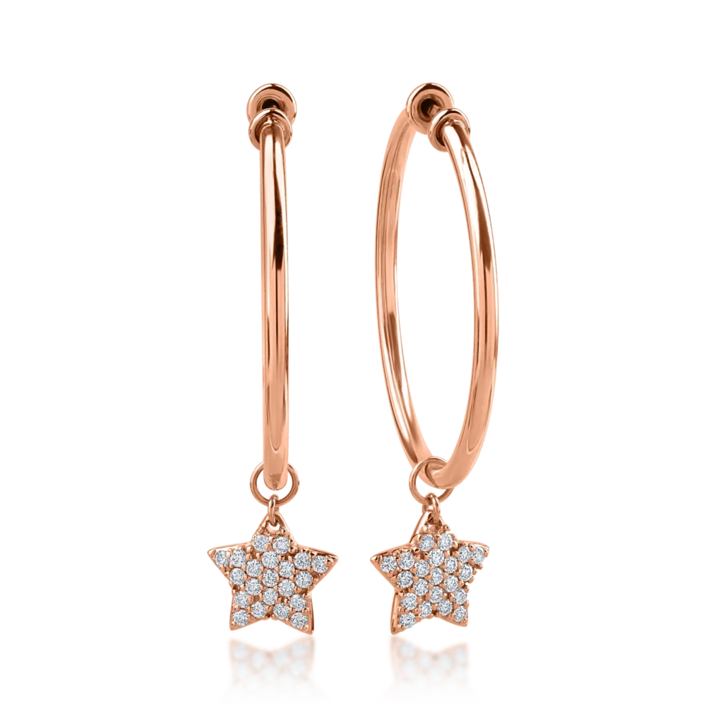 Cercei din aur roz cu diamante de 0.36ct