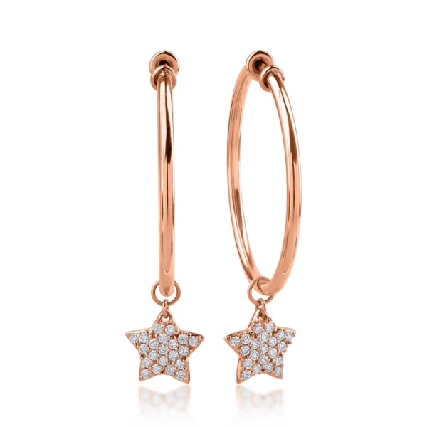 Cercei din aur roz cu diamante de 0.36ct