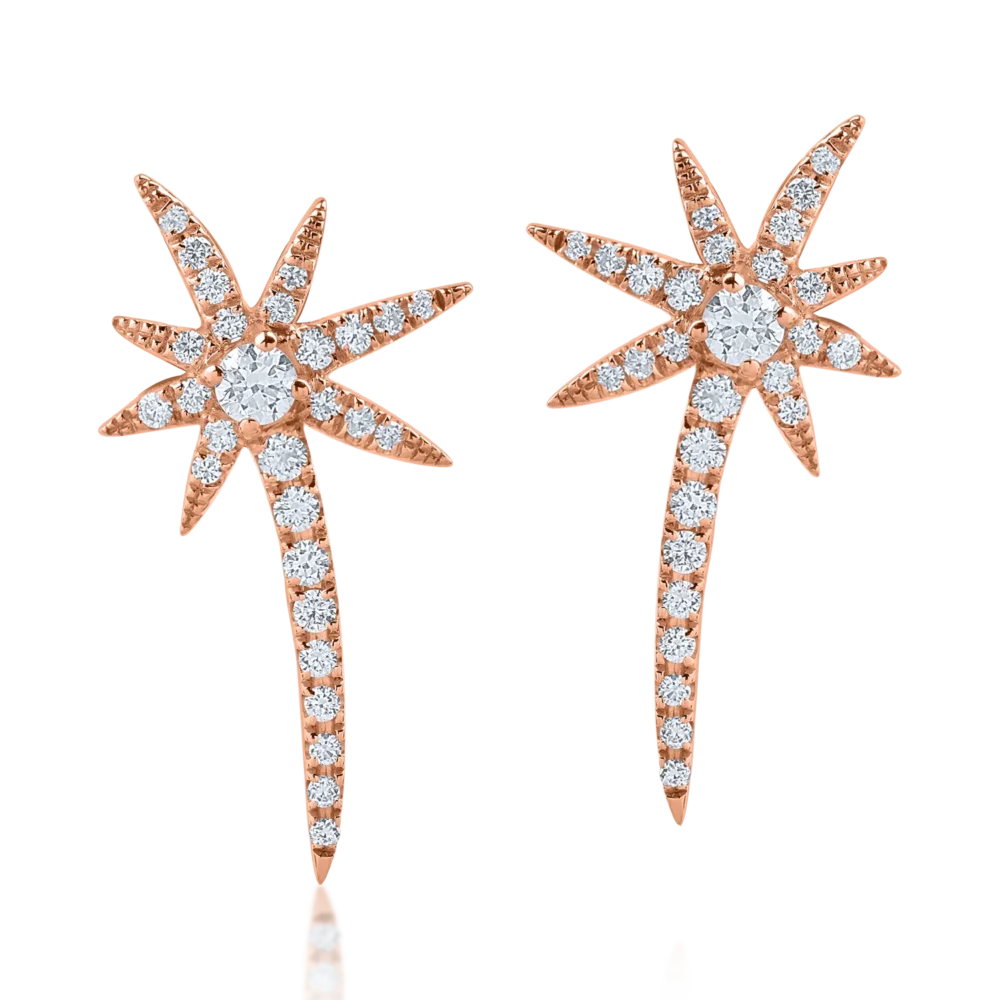 Cercei din aur roz cu diamante de 0.47ct - imagine 2