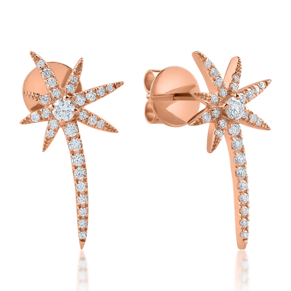 Cercei din aur roz cu diamante de 0.47ct