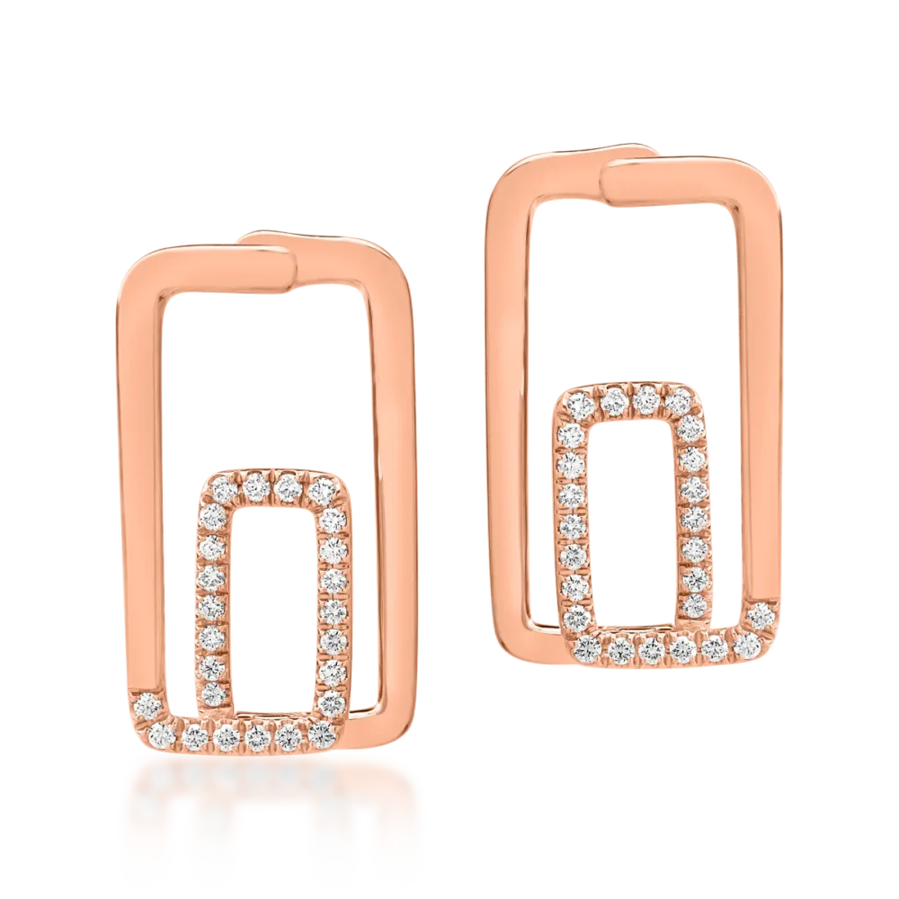 Cercei din aur roz cu diamante de 0.52ct - imagine 2