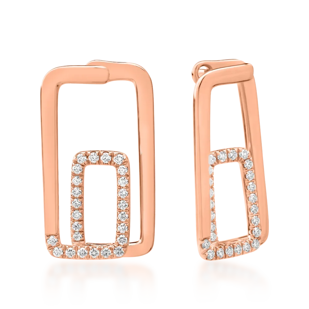 Cercei din aur roz cu diamante de 0.52ct